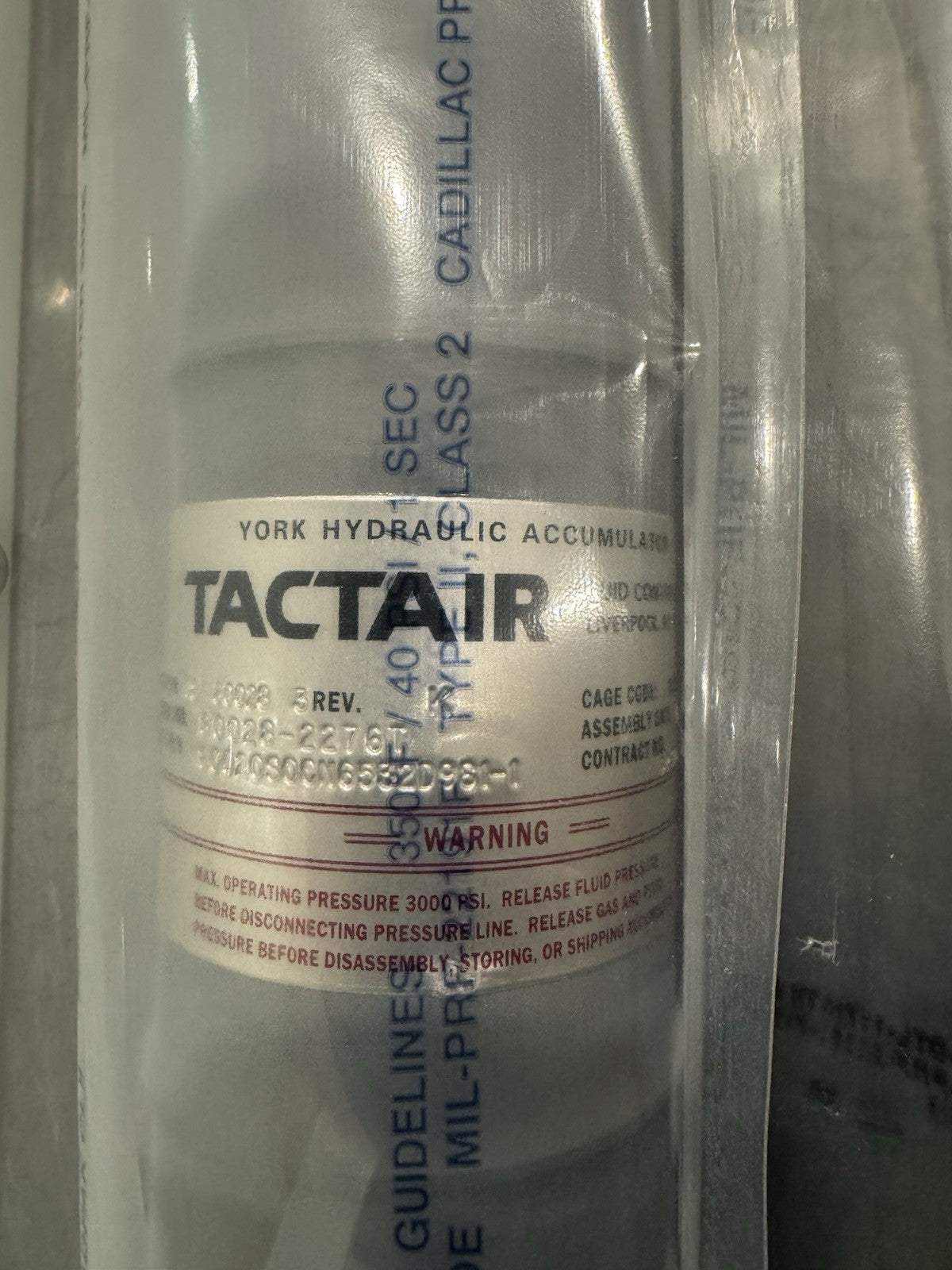 Tactair 08 60028 Hydraulic Accumulator 1710-01-271-8886 80020S0CN6532D981-1 NEW!