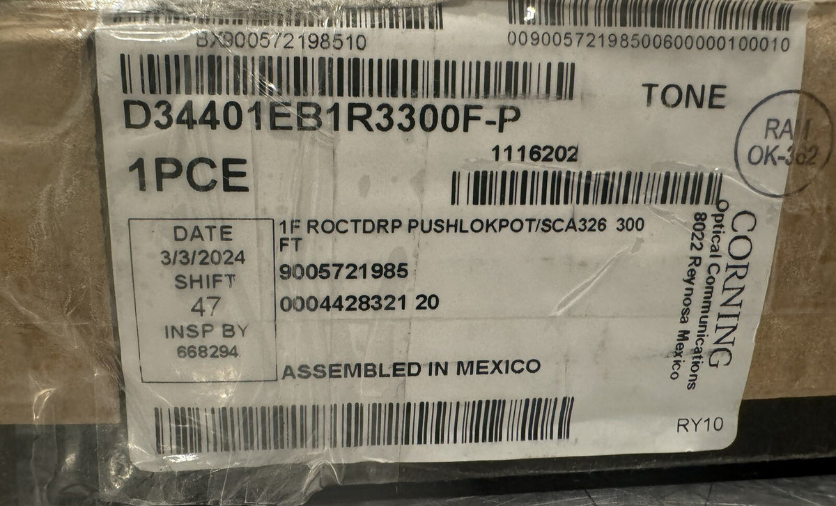 Corning D34401EB1R3300F-P Pushlok Jumper Cable NEW IN BOX! FREE SHIPPING!