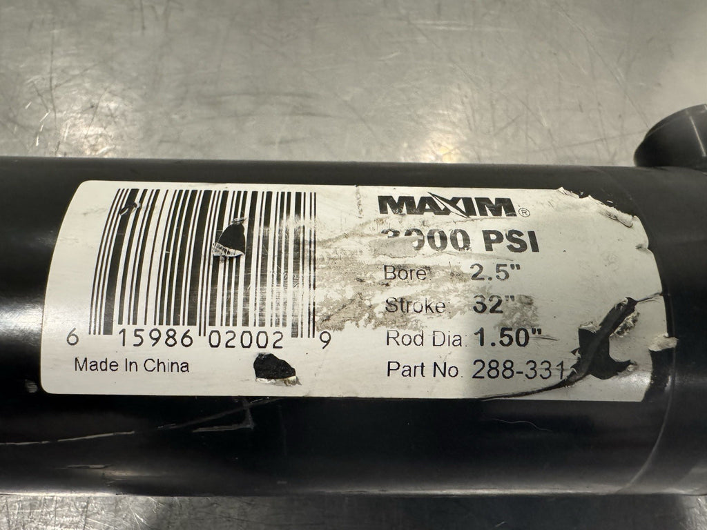 Maxim 288-331 Hydraulic Cylinder 2.5” Bore 32” Stroke 1.5” Rod 288331 NEW!