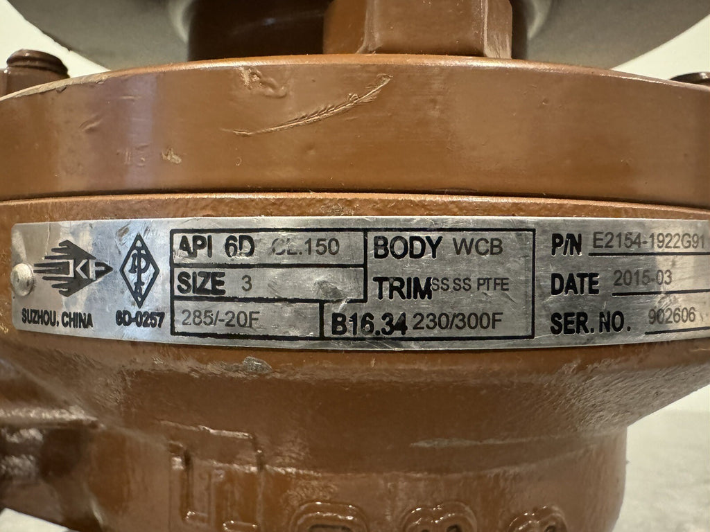 E2154-1922G91 Pipeline Ball Valve 3” Gas Compression NO HANDLE NEW! SHIPS FREE!