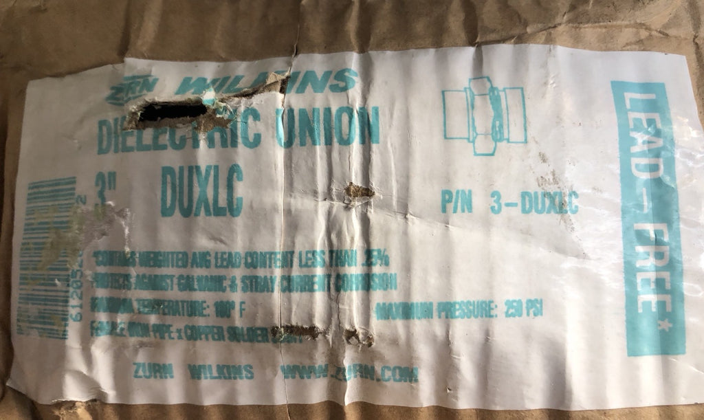 Zurn 3-DUXLC Sweat Dielectric Union Female 3” NEW