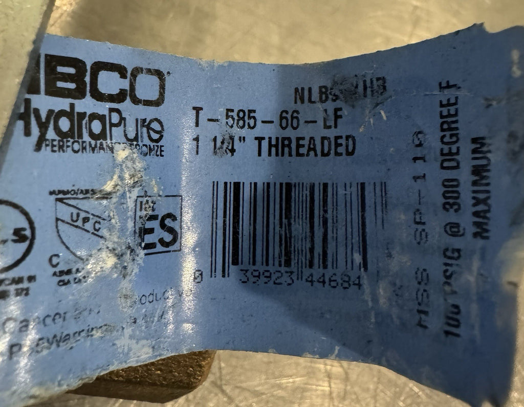 Nibco T-585-66-LF Brass Ball Valve 1-1/4” Threaded NEW! FREE SHIPPING!
