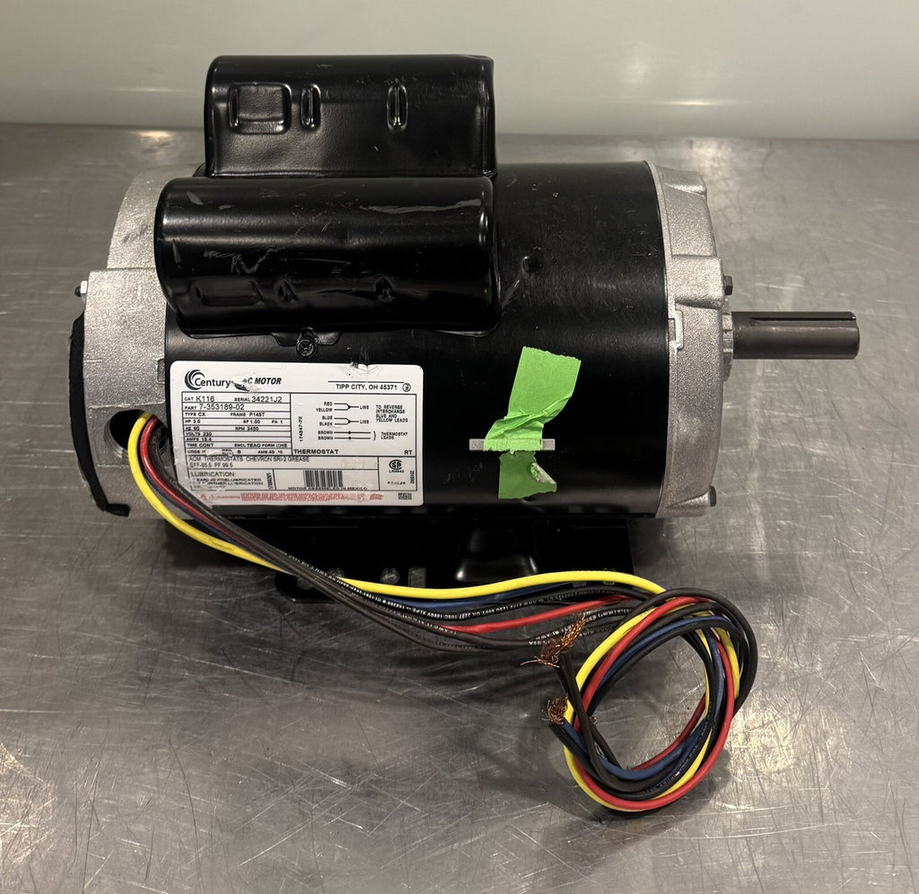 Century K116 Motor 3HP 1PH 3450 RPM 7-353189-02 NEW! FREE SHIPPING!