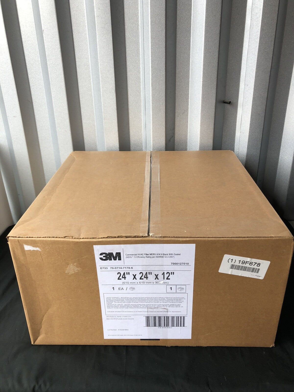 3M E733 V-Bank Commercial HVAC Filter 19F678 MERV A14 24X24X12 NEW!!!!