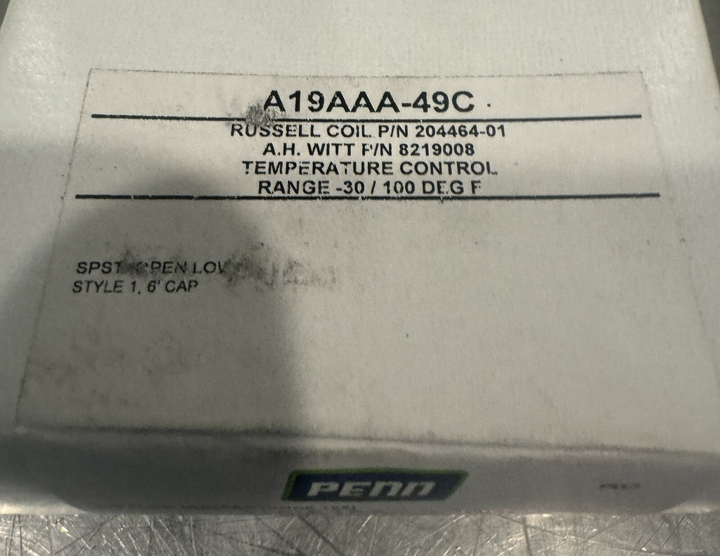 Penn A19AAA-49C Utility Thermostat Temperature Control NEW IN BOX! FREE SHIPPING