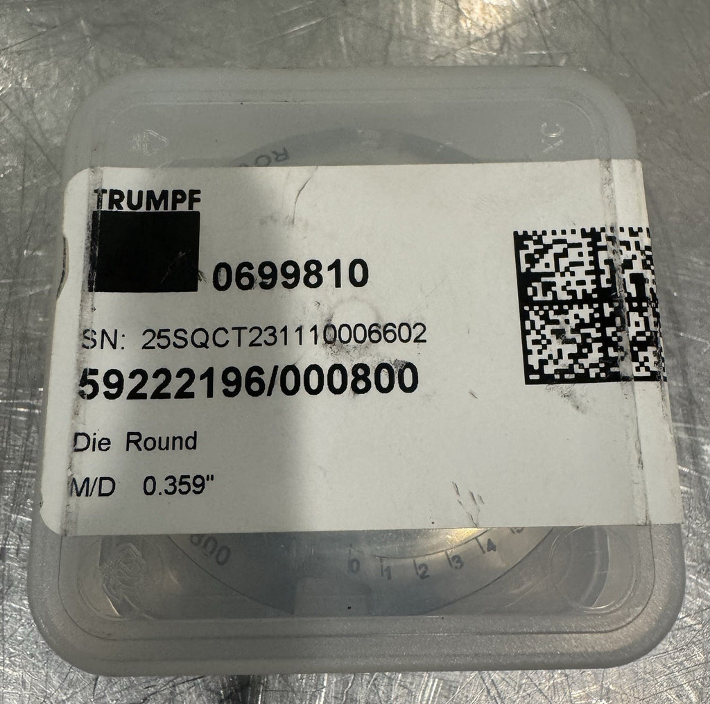 Trumpf 0699810 Die Round .359” Punch Press Tools NEW!