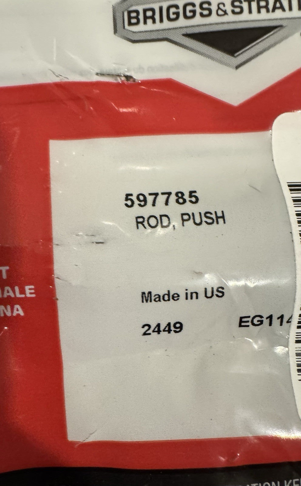 Briggs & Stratton 597785 Exhaust Push Rod John Deere LG690981 Genuine NEW!