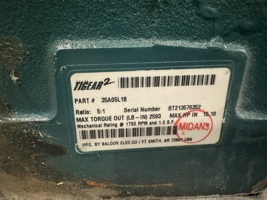Dodge 35A05L18 Tigear2 Worm Gear Speed Reducer NEW! FREE SHIPPING!