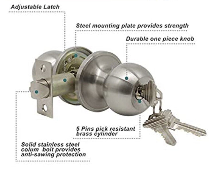 Probrico DL607SNET Keyed Alike Door Knobs Satin Nickel NEW IN BOX! FREE SHIPPING