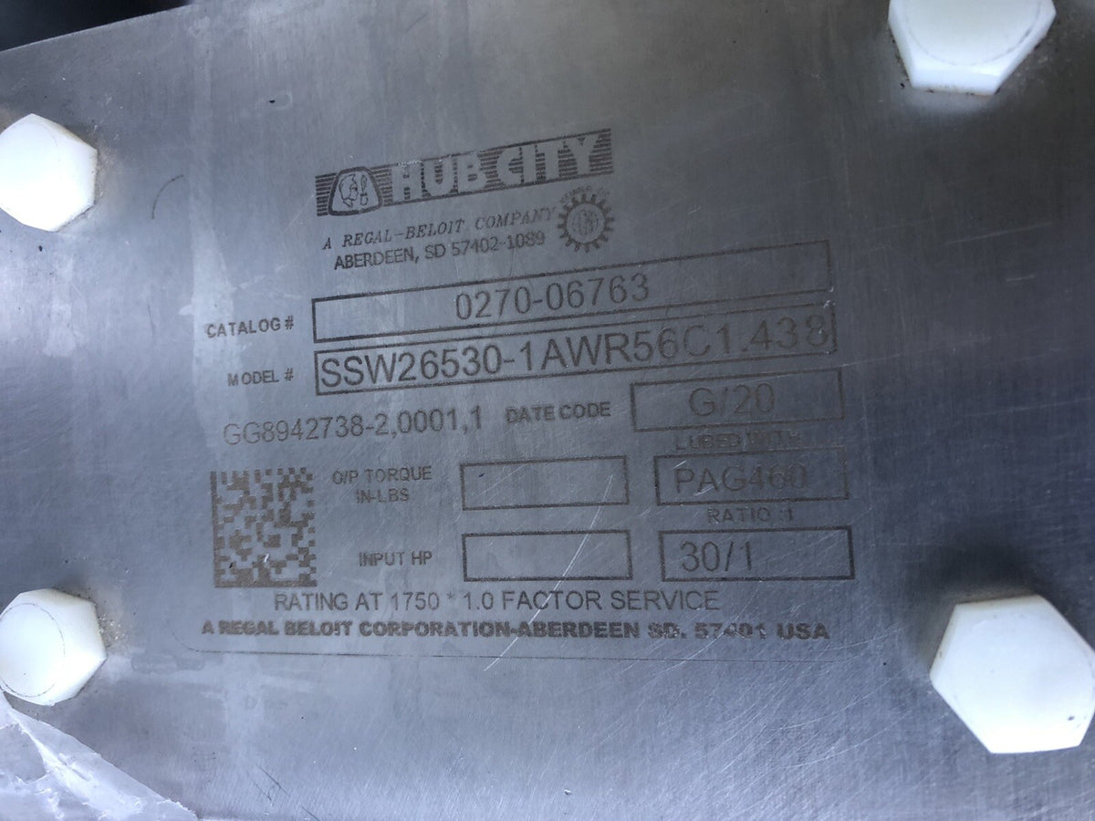 Hub City 0270-06763 Stainless Wash Down Worm Reducer SSW26530-1AWR56C1.438 NEW!
