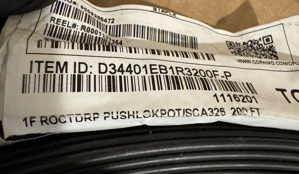 Corning D34401EB1R3200F-P 1F ROCTDRP PUSHLOKPOT/SCA326 200 Ft. NEW! SHIPS FREE!