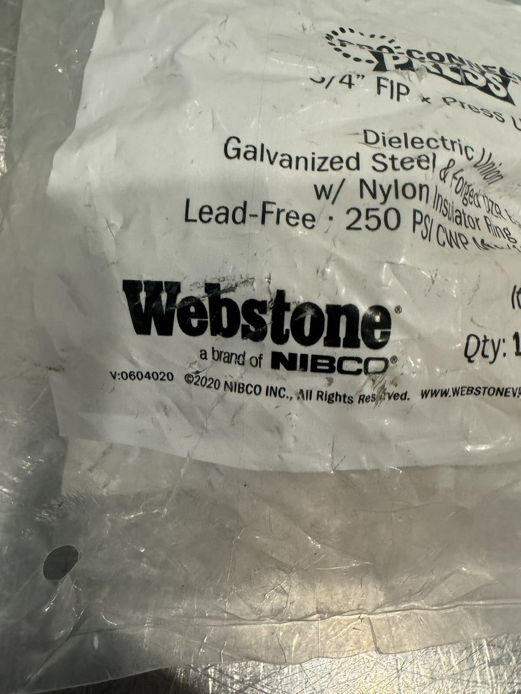 Webstone H-81103W Dielectric Union 3/4” FIP X PRESS NEW! FREE SHIPPING!