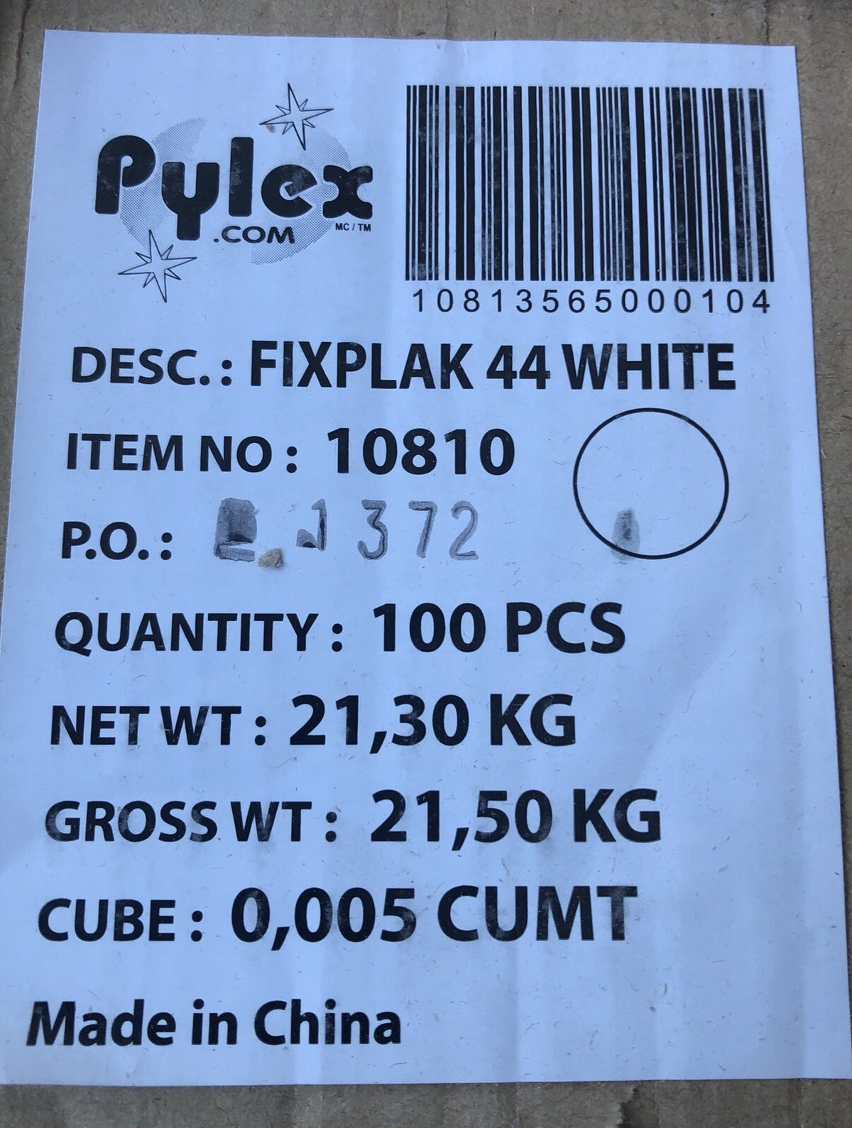 Pylex 10810 FIXPLAK 44 White Deck Connector NEW!! FREE SHIPPING!!
