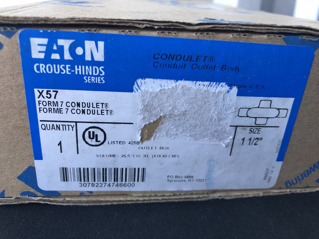 Eaton X57 Feraloy Iron Form 7 NPT X Conduit Body 1 1/2” NEW