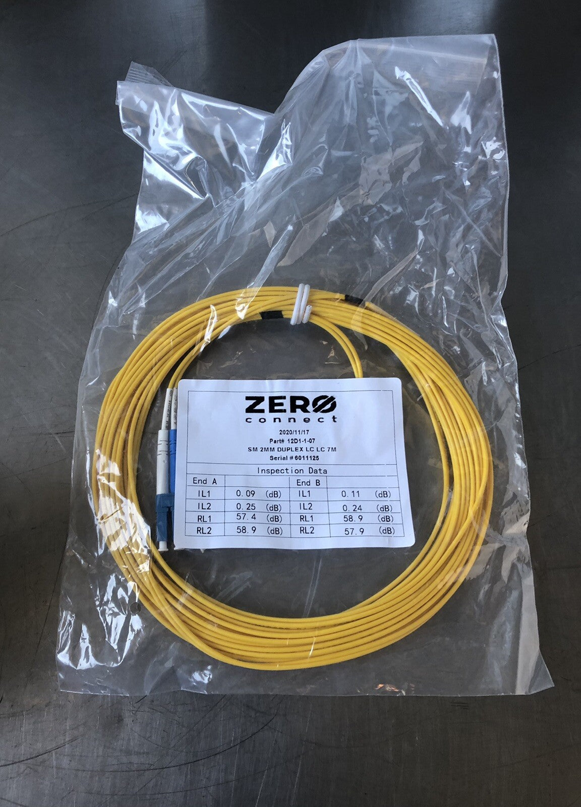 Zero Connect 12D1-1-07 Fiber Patch Cable NEW! FREE SHIPPING!!