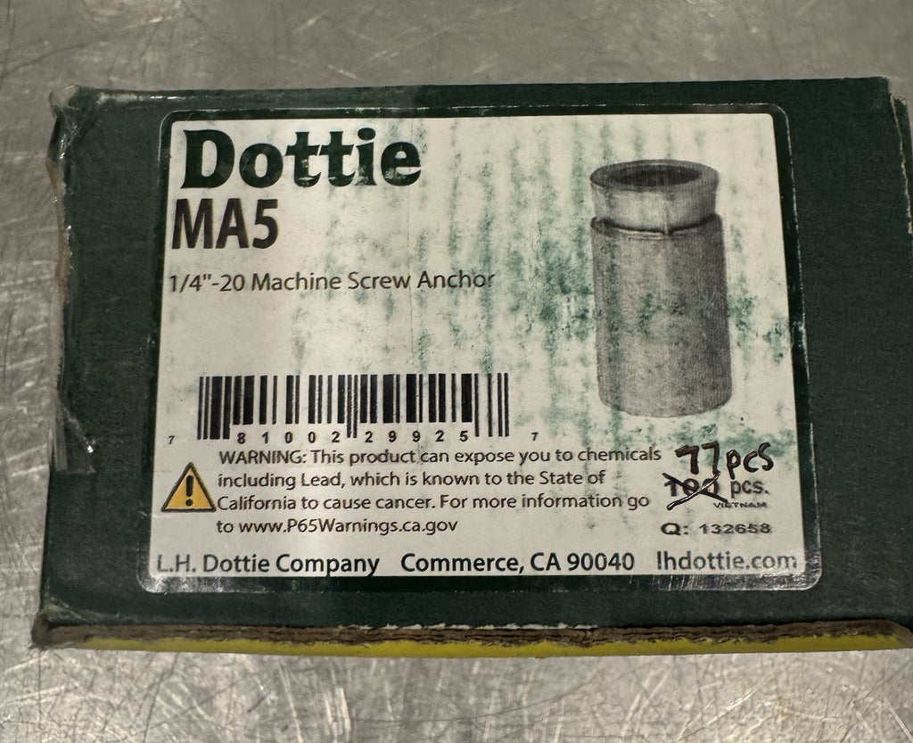 Dottie MA5 1/4” x 20 Machine Screw Anchor 77 PACK NEW IN BOX! FREE SHIPPING!
