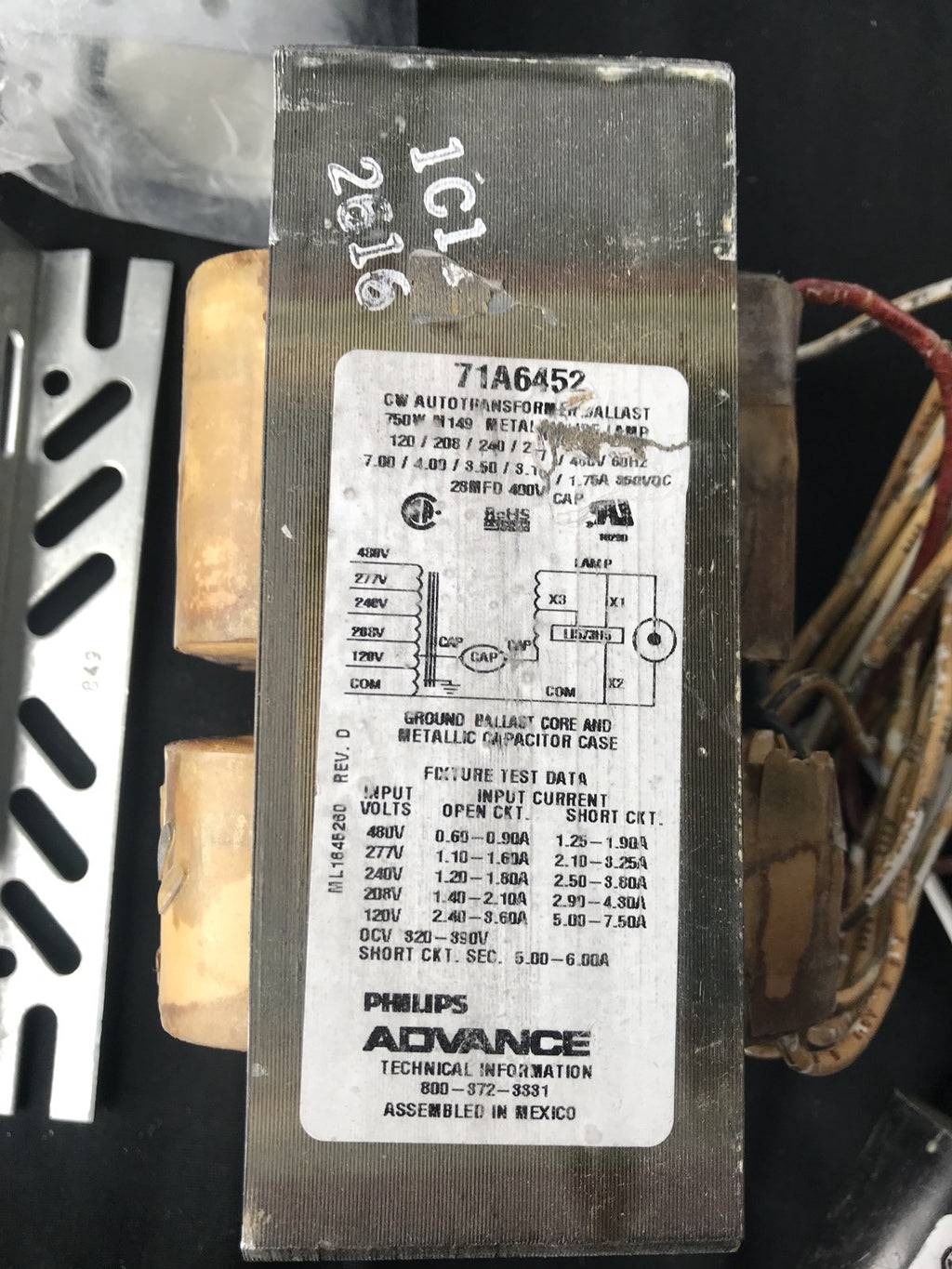 Philips Advance 750 W, 1 Lamp HID Ballast Kit 71A6452-001D NOT SURE IF ITS USED