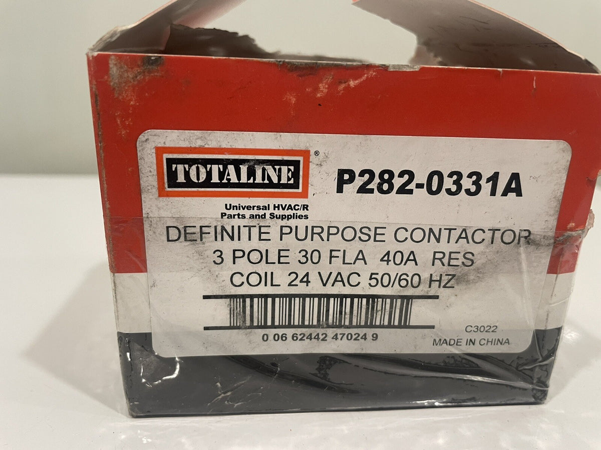 Totaline P282-0331A Definite Purpose Contactor 3 Pole 40A Res Coil 24 VAC NEW