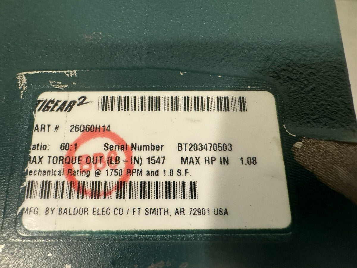 Dodge 26Q60H14 Tigear2 60:1 Worm Gear Reducer NEW! FREE SHIPPING!