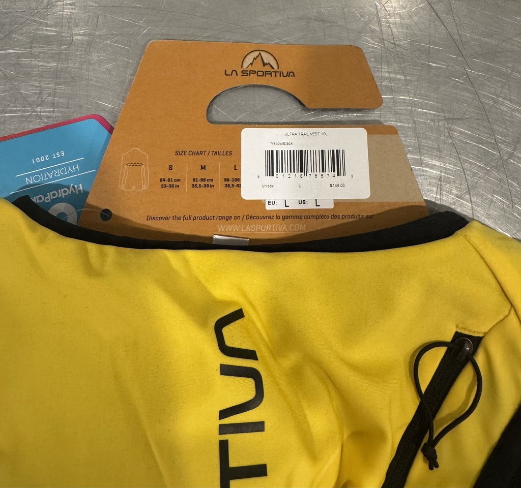 LA Sportiva Ultra Vest 10L Yellow & Black Large NEW! MISSING LID! FREE SHIPPING!