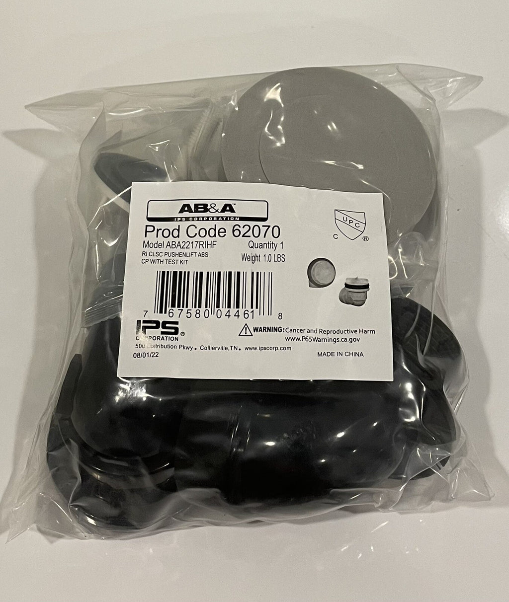 ABA2217RIHF AB&B 62070 Rough In Classic Pushenlift ABS CP W/ Test Kit NEW