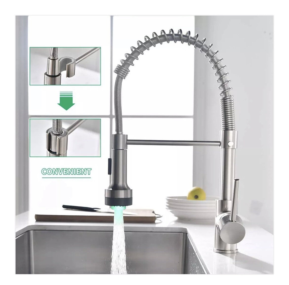 Gimli Pull Down Kitchen Faucet W/ LED Lights 1135-33N-LED-1P GI-US NEW!