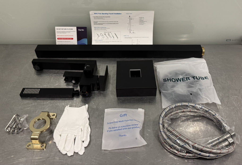Rainlex RX8010H Freestanding Tub Filler W/ Hand Shower Matte Black NEW IN BOX!