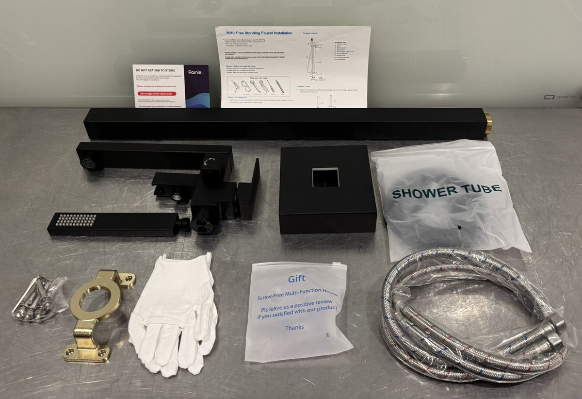 Rainlex RX8010H Freestanding Tub Filler W/ Hand Shower Matte Black NEW IN BOX!