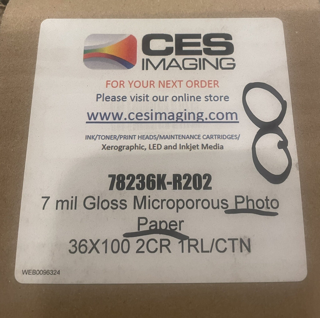 78236K-R202 7 Mil Gloss Micropourus Photo 36" x 100’ NEW! FREE SHIPPING!