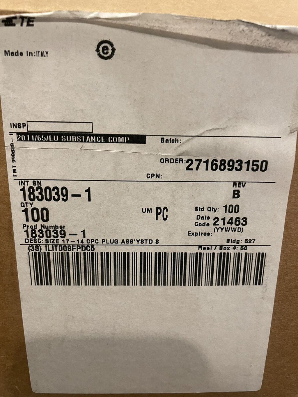 TE Connectivity 183039-1 CPC Series 1 Cable Mount Connector NEW! FREE SHIPPING!