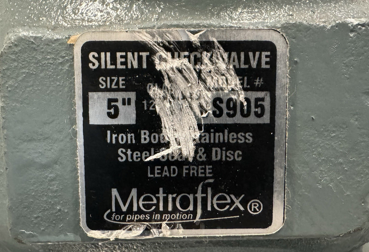 Metraflex SS905 5" Silent Check Valve Flanged SS Seal & Disc NEW! FREE SHIPPING!