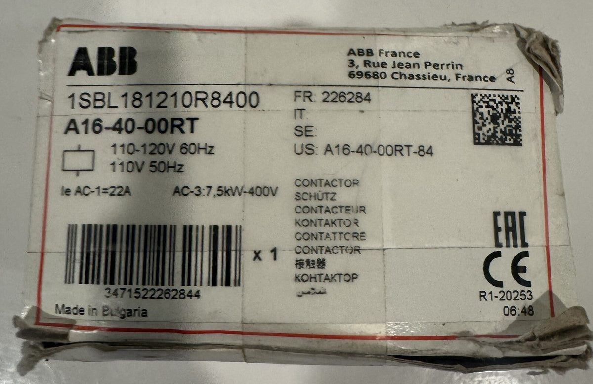 ABB 1SBL181210R8400 Contactor Motor Controller A16-50-00RT NEW IN BOX!