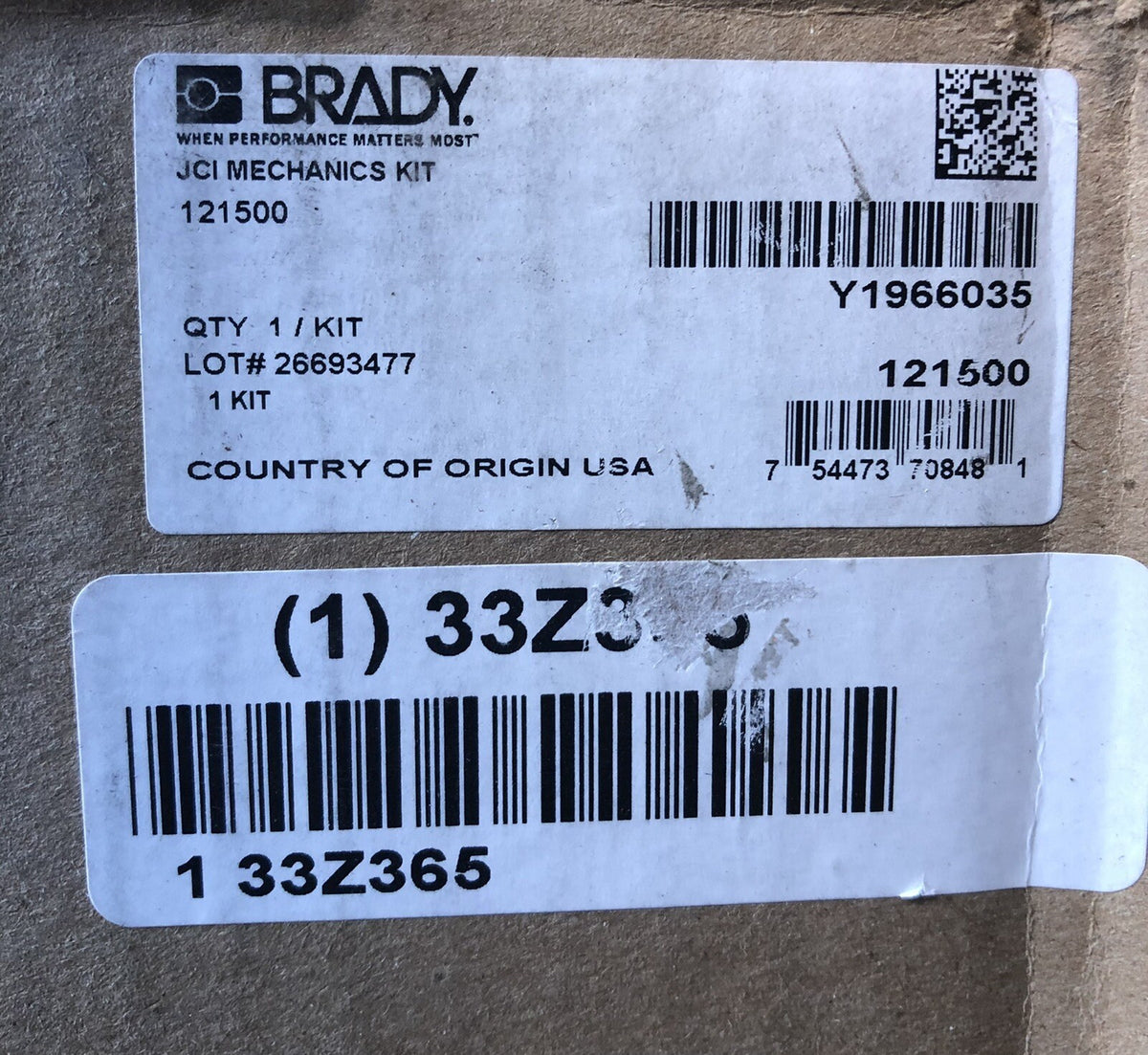 BRADY 121500 Lockout Kit JCI Mechanics 33Z365 NEW IN BOX!! FREE SHIPPING!!!