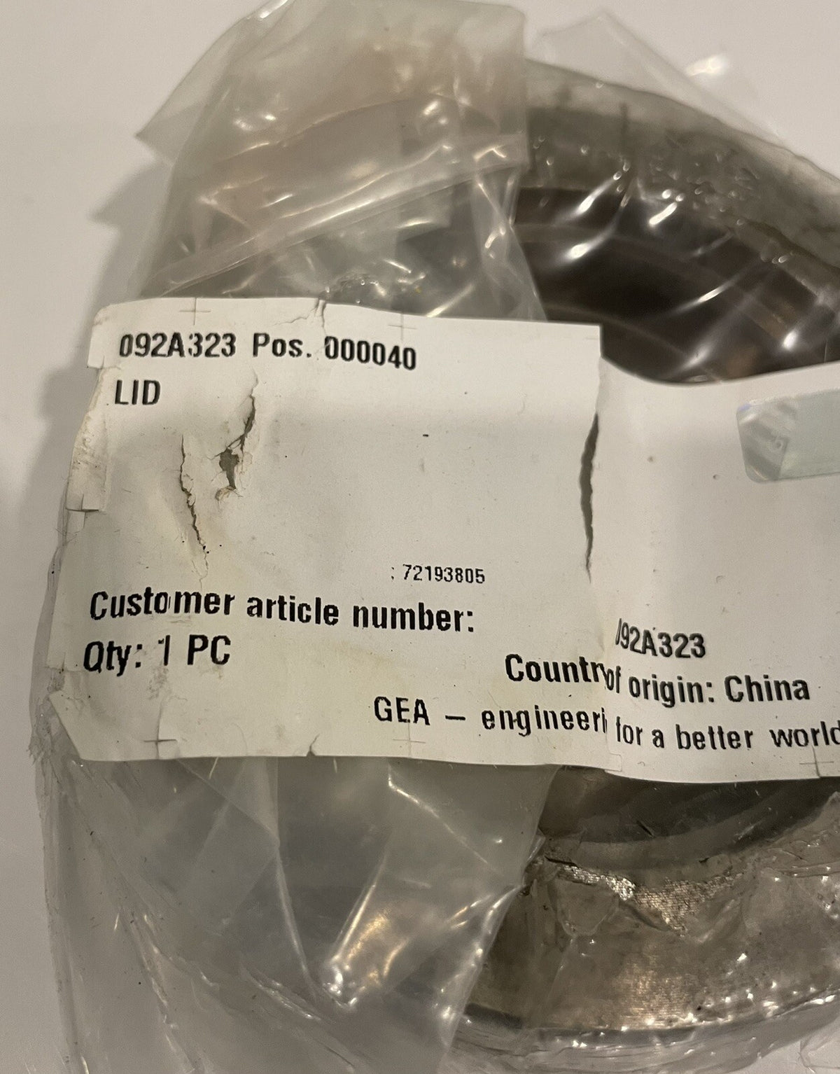 GEA 092A323 Threaded Lid 4” NEW! FREE SHIPPING!