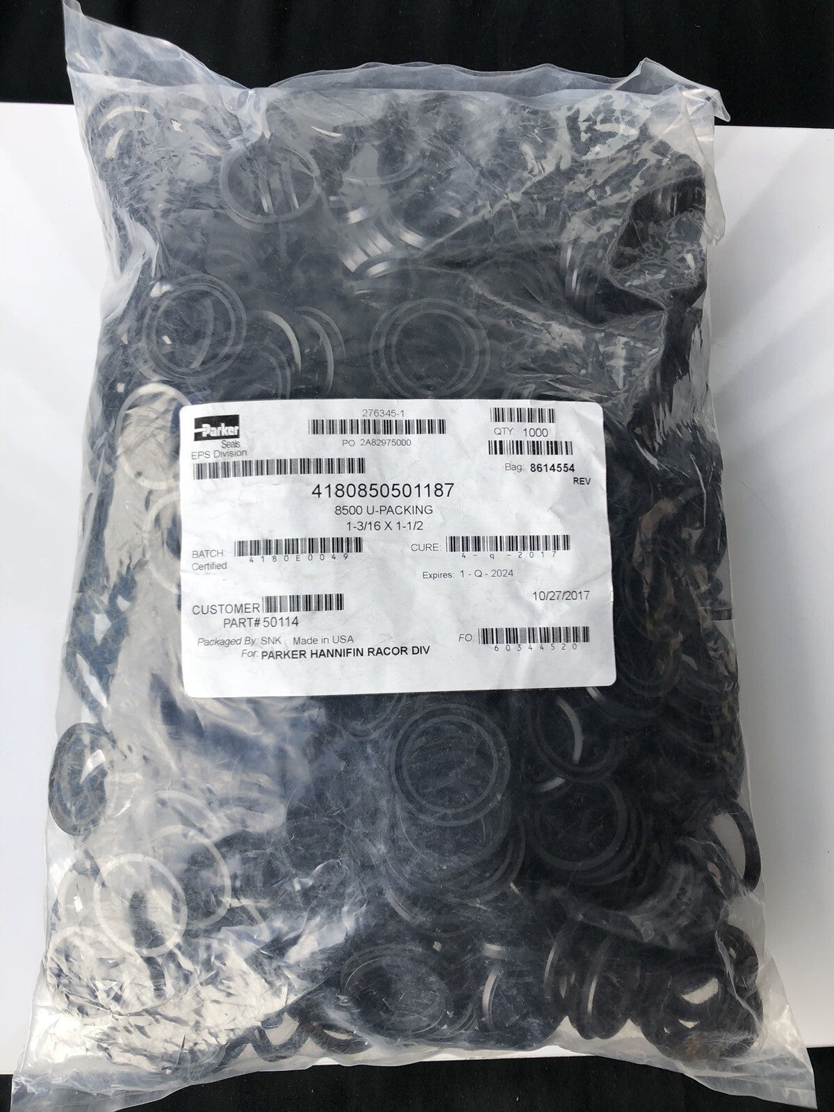 Parker 1-3/16 X 1-1/2 Seal 276345-1 Packs Of 500 & 1000 NEW IN BAG!!!!