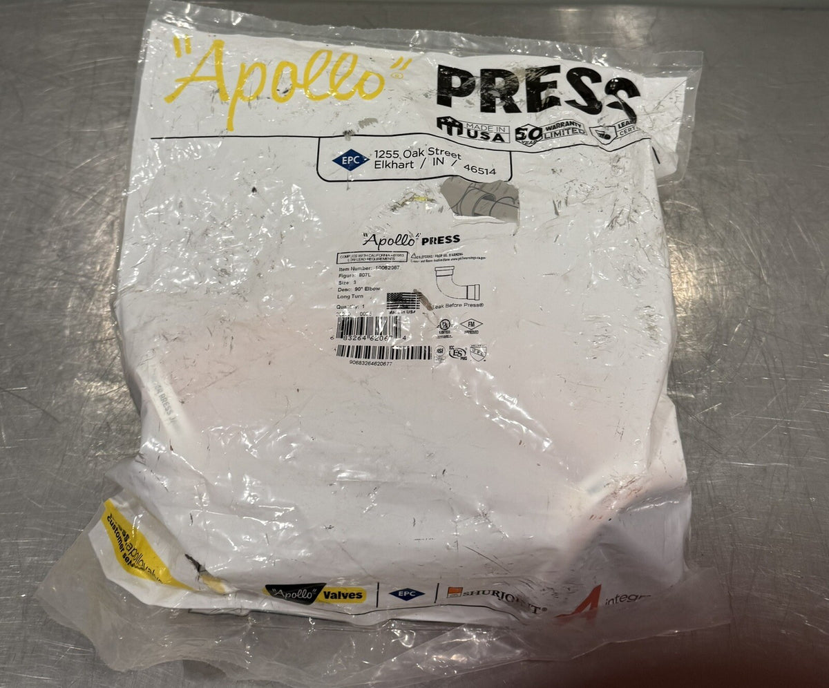 Apollo Press 3” Elbow 807L Long Turn 90 Degree 10062067 NEW! FREE SHIPPING!
