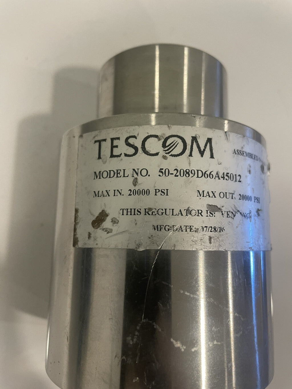 Tescom 50-2089D66A45012 Pressure Regulator Venting 20000 PSI NEW! FREE SHIPPING!
