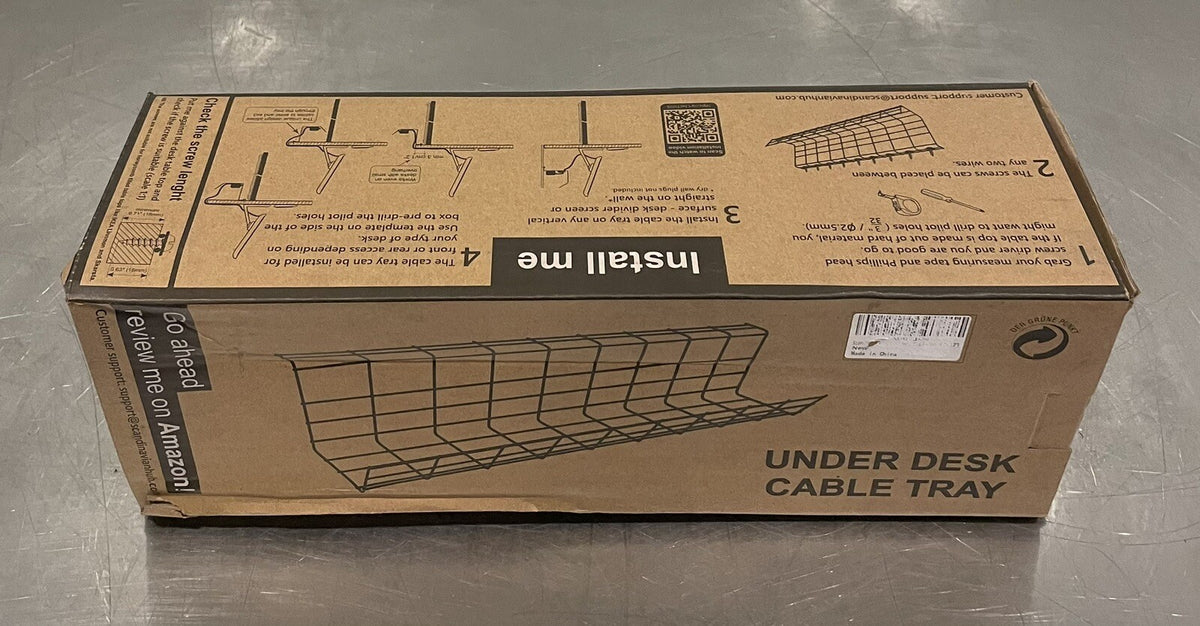 Scandinavian Hub Under Desk Rack Cable Tray Organizer Black Set Of 2 NEW IN BOX