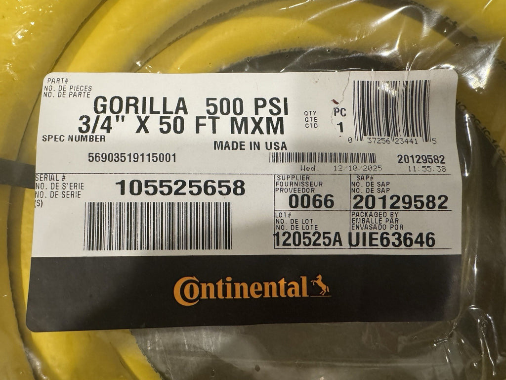Continental GORILLA 500 PSI 3/4" X 50 FT MXM Hose 20129582 NEW! FREE SHIPPING!