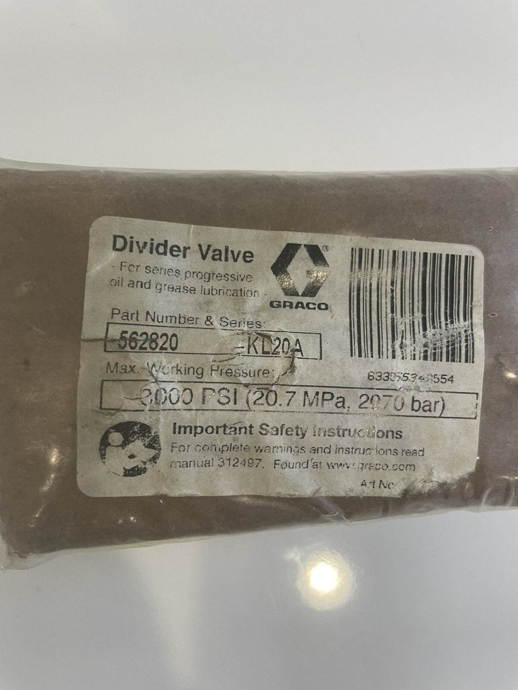 Graco 562820 Trabon MXP-50S Valve Assy 1 Piece NEW! FREE SHIPPING!!