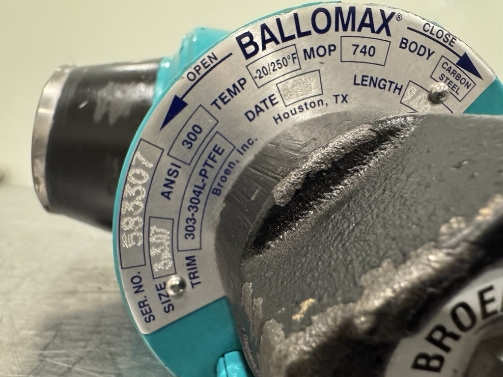 Broen PRFPCB Ballomax Premium 303-304L-PTFE 3” Floating Full Port Valve NEW!