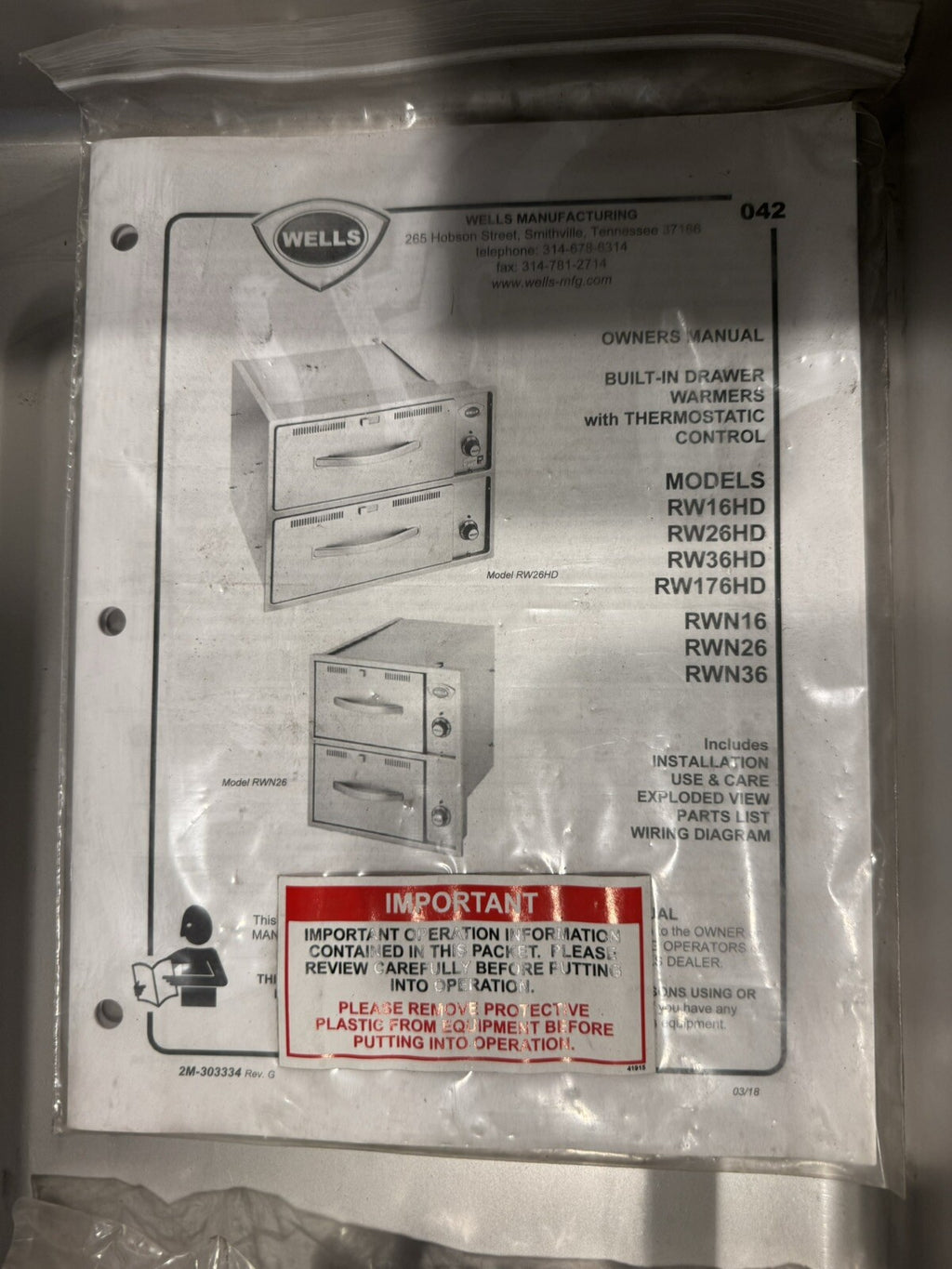 Wells RW1HD Countertop Single Drawer Warmer NEW! DENTED! FREE SHIPPING!