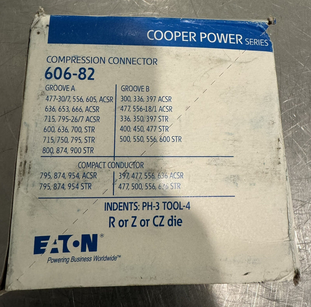 Eaton 606-82 Squeezon Compression Connector Crimp Cooper Power NEW!