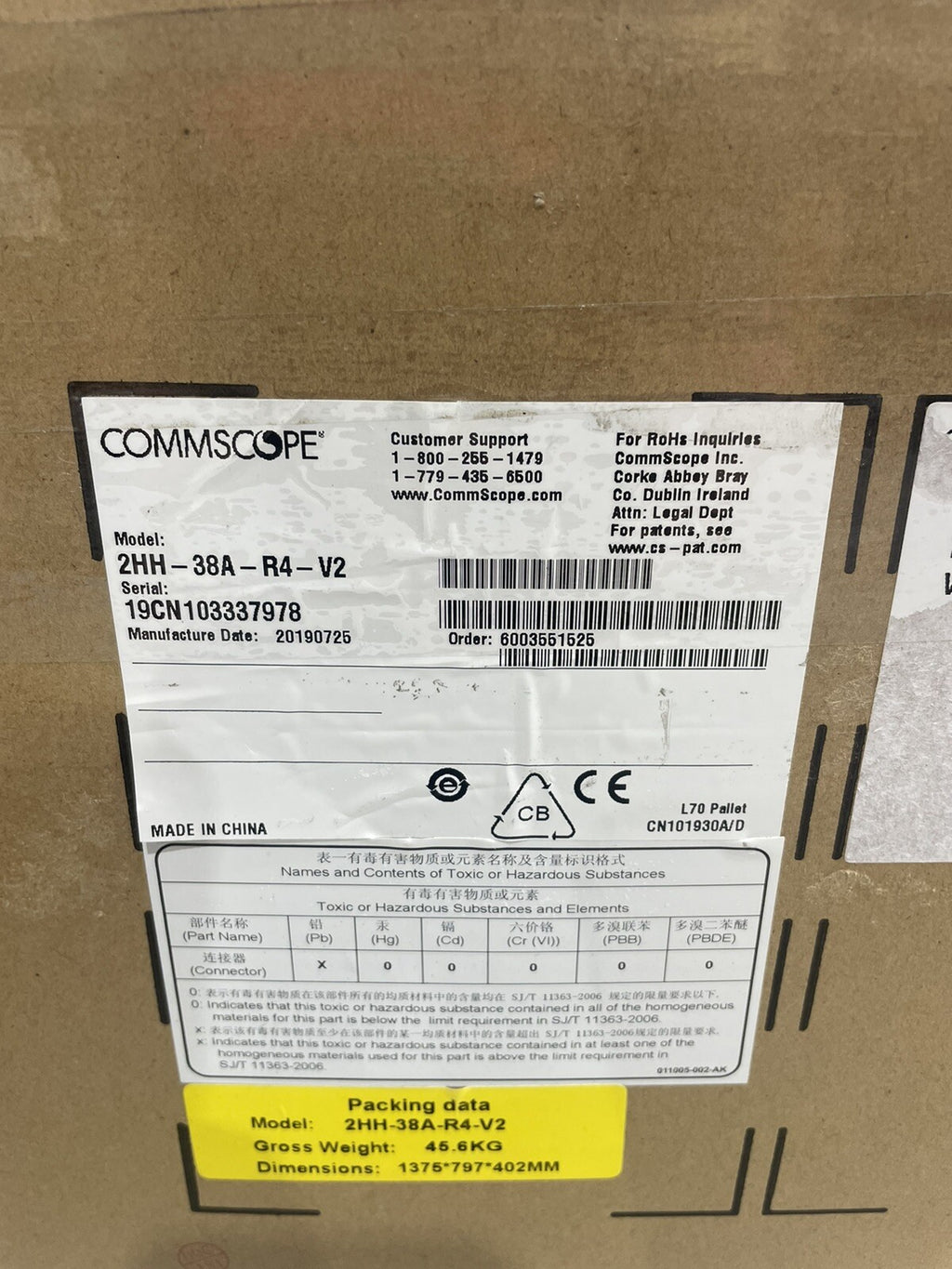 Commscope 2HH-38A-R4-V2 Multibeam Antenna 8 Port 8x 1695-2200 Mhz NEW IN BOX!!