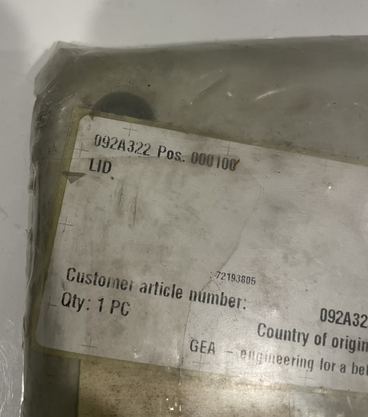 GEA 092A322 Lid ASSY Square 4.7” NEW! FREE SHIPPING!