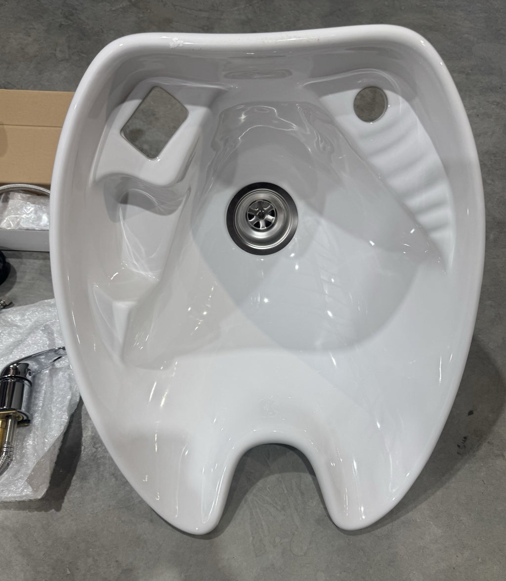 Collins CB87-B Salon Oversized Tilting Shampoo Sink Kit Porcelain White NEW!