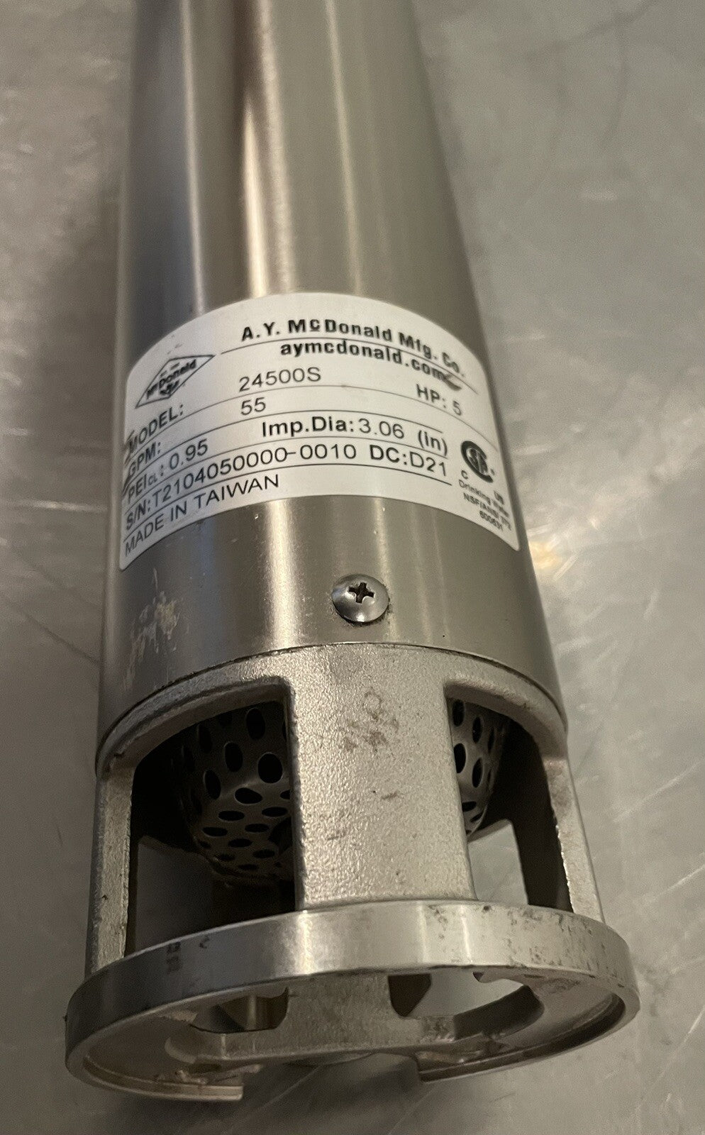 Mcdonald 24500S Submersible Well Pump End 4” SS 5HP 55 GPM NEW! FREE SHIPPING!