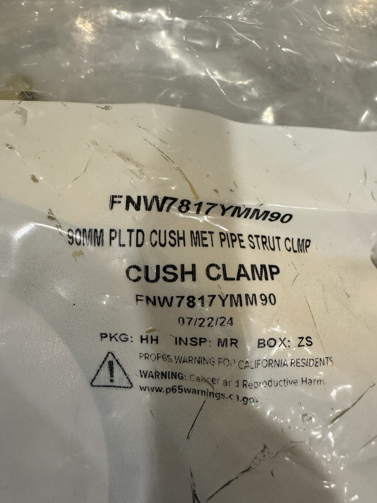 FNW FNW7817YMM90 Pipe Strut Clamp 90mm Yellow Zinc Dichromate NEW! FREE SHIPPING