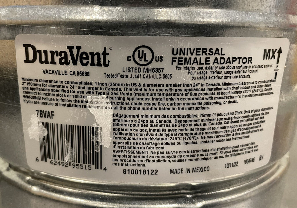DuraVent 7BVAF Type B Round Gas Vent 7” Inner Diameter NEW! FREE SHIPPING!