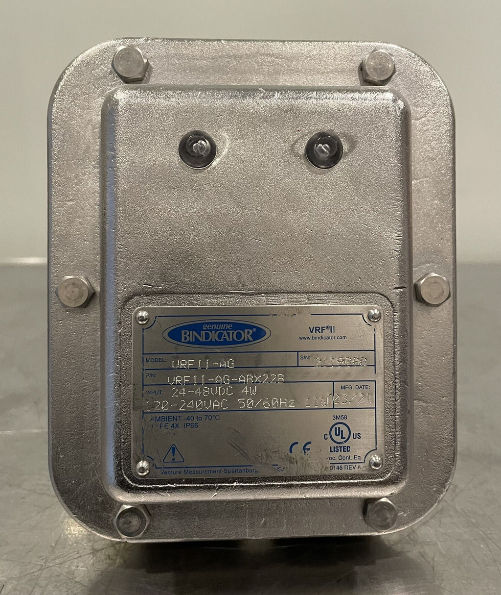 Bindicator VRFII-AG-ABX22B Level Sensor 120-240VAC 11W 50/60Hz VRFII-AG NEW!